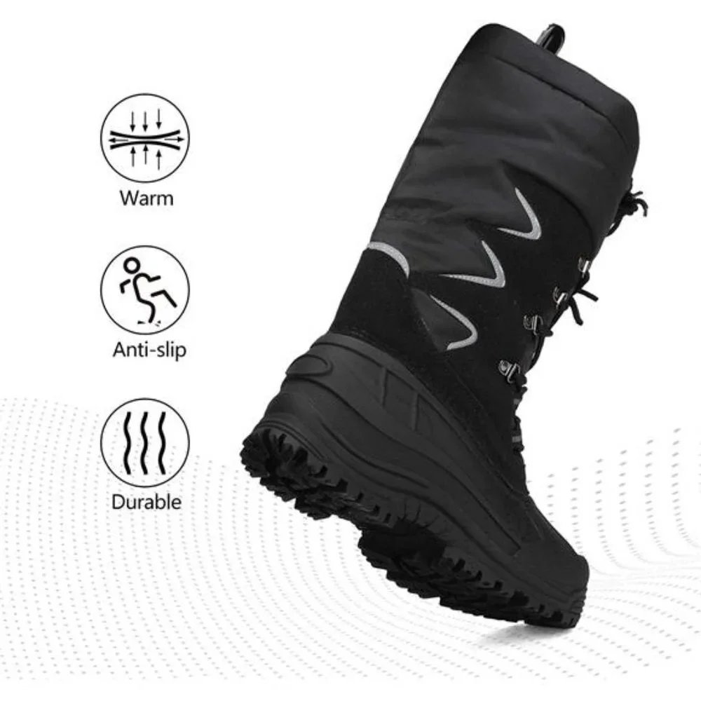 Men's Waterproof Hiking Winter Snow Boots Insulated Fur Liner Lightweight